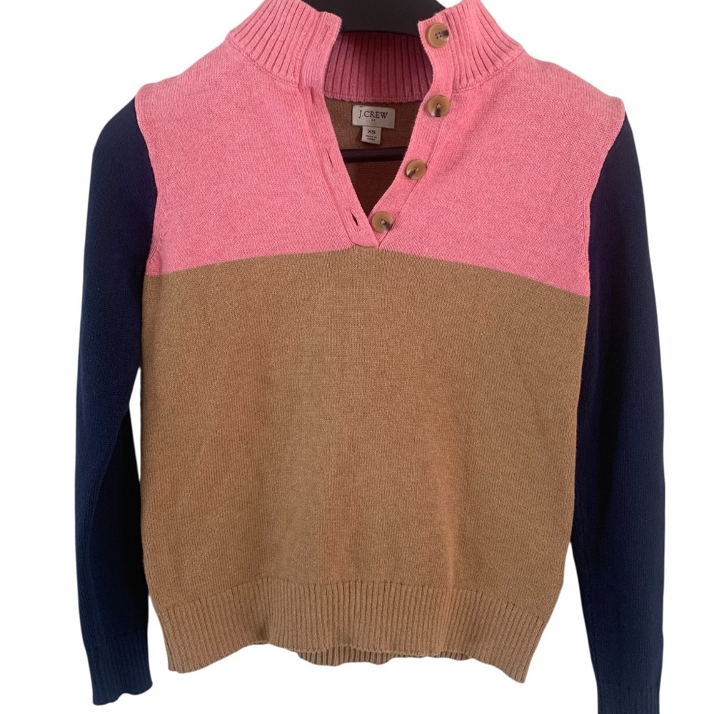 J.Crew Colorblock Sweater XS Preppy Coastal Country Club Golf Tennis Pullover - Picture 2 of 12